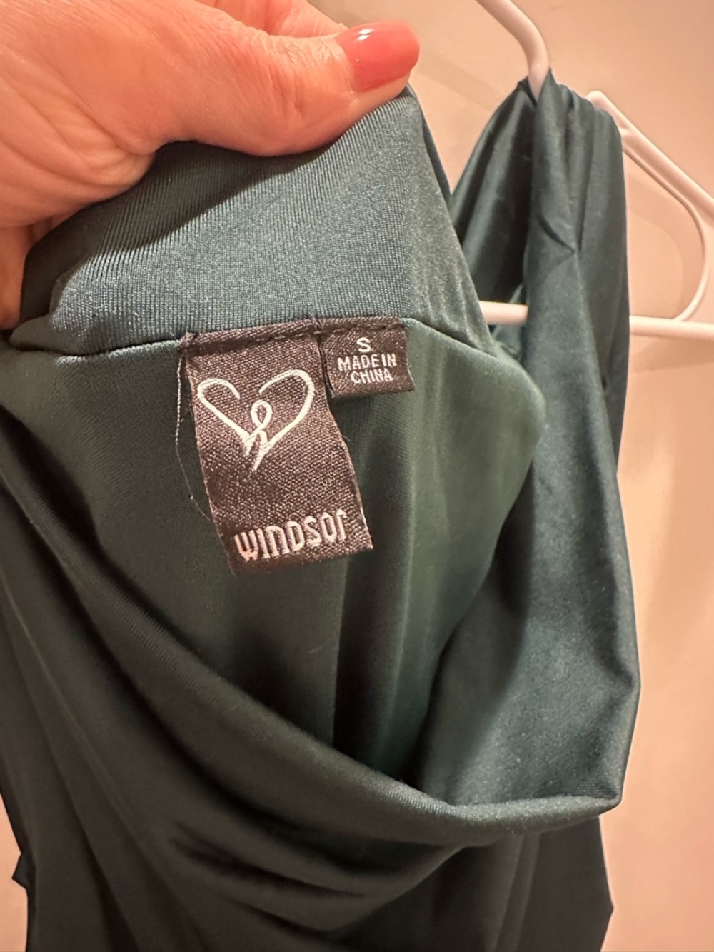 Windsor Dark Green Satin Cowl Neck Dress